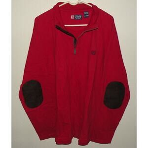 Vintage Chaps Men’s XL LS Quarter Zip Polo Shirt Red Elbow Patches NWOT